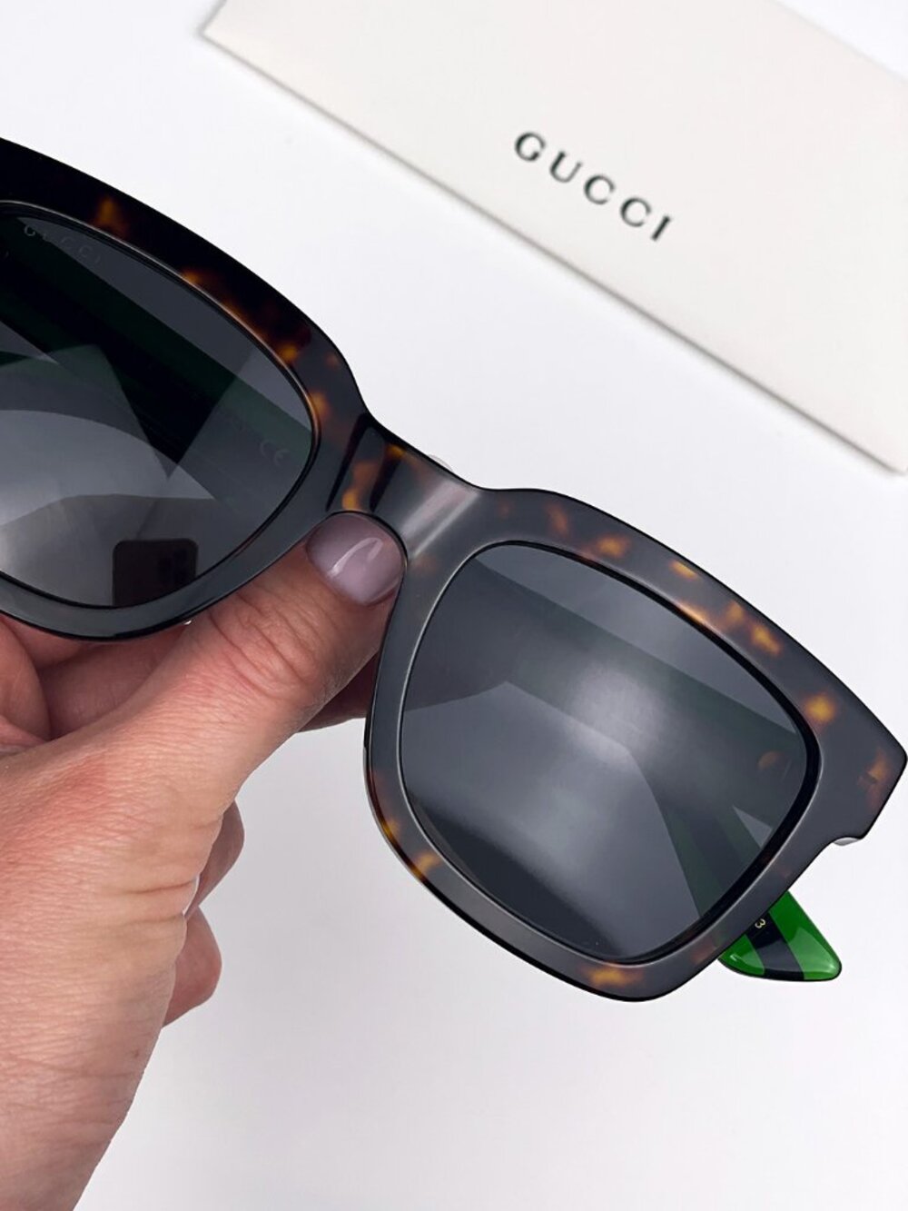 GUCCI GG0001SN 003 HAVANA/RED/GREEN SQUARE SUNGLASSES